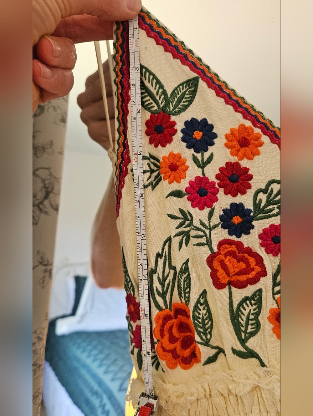 Boho Maxi Dress with Floral Embroidered Bodice - Picture 7 of 11
